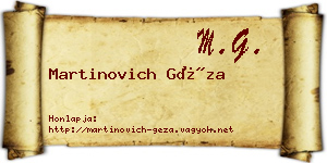 Martinovich Géza névjegykártya
